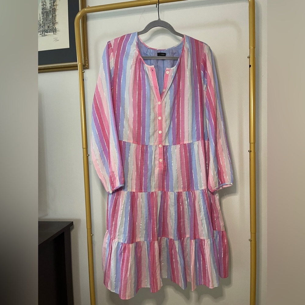 J.Crew blue and pink Striped Dress